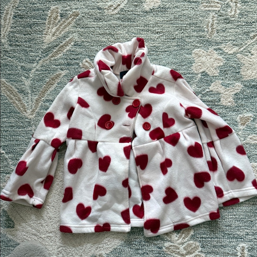 Charming Heart Print Kids Pea Coat